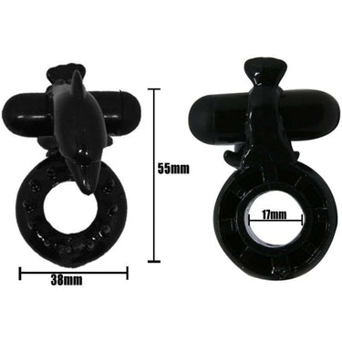 Anello Vibrante in Silicone con Stimolatore Clitoride Nero